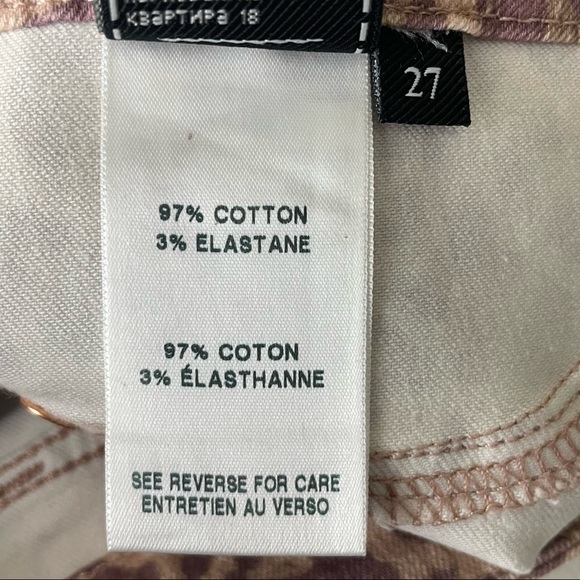 7 FOR ALL MANKIND NWT THE HIGH WAIST ANKLE SKINNY LEOPARD PRINT BROWN JEANS 27 - Picture 9 of 11